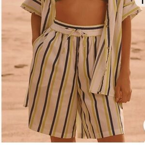 Anthropologie Blue and Green Striped Athletic Shorts XXS